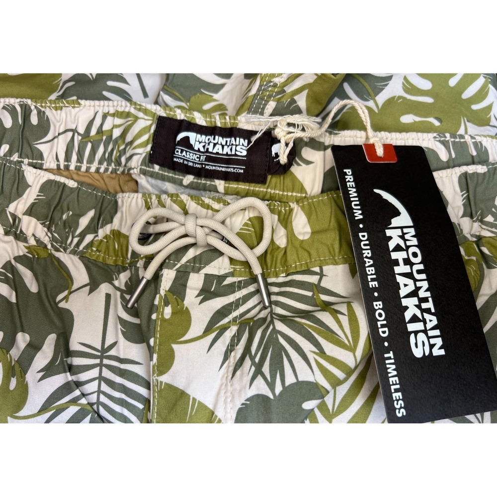 NWT Mountain Khakis Poplin Deck Shorts XL Leaf Print Stretch 7" Inseam Summer - Picture 4 of 13